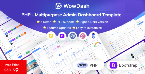 دانلود قالب مدیریت چند منظوره و راست چین WowDash