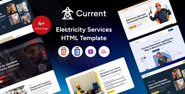 دانلود قالب سایت خدمات برقکاری Current
