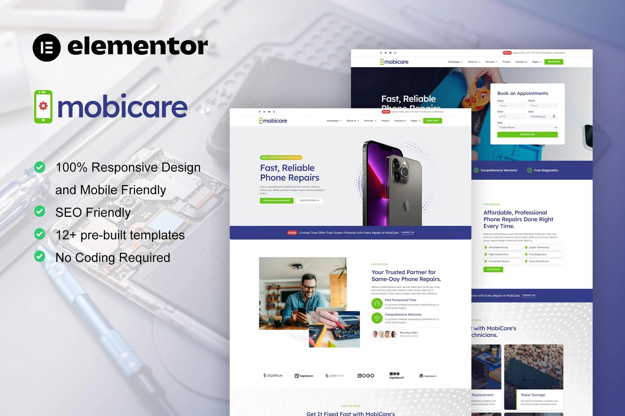 دانلود قالب خدمات تعمیرات موبایل و کامپیوتر MobiCare