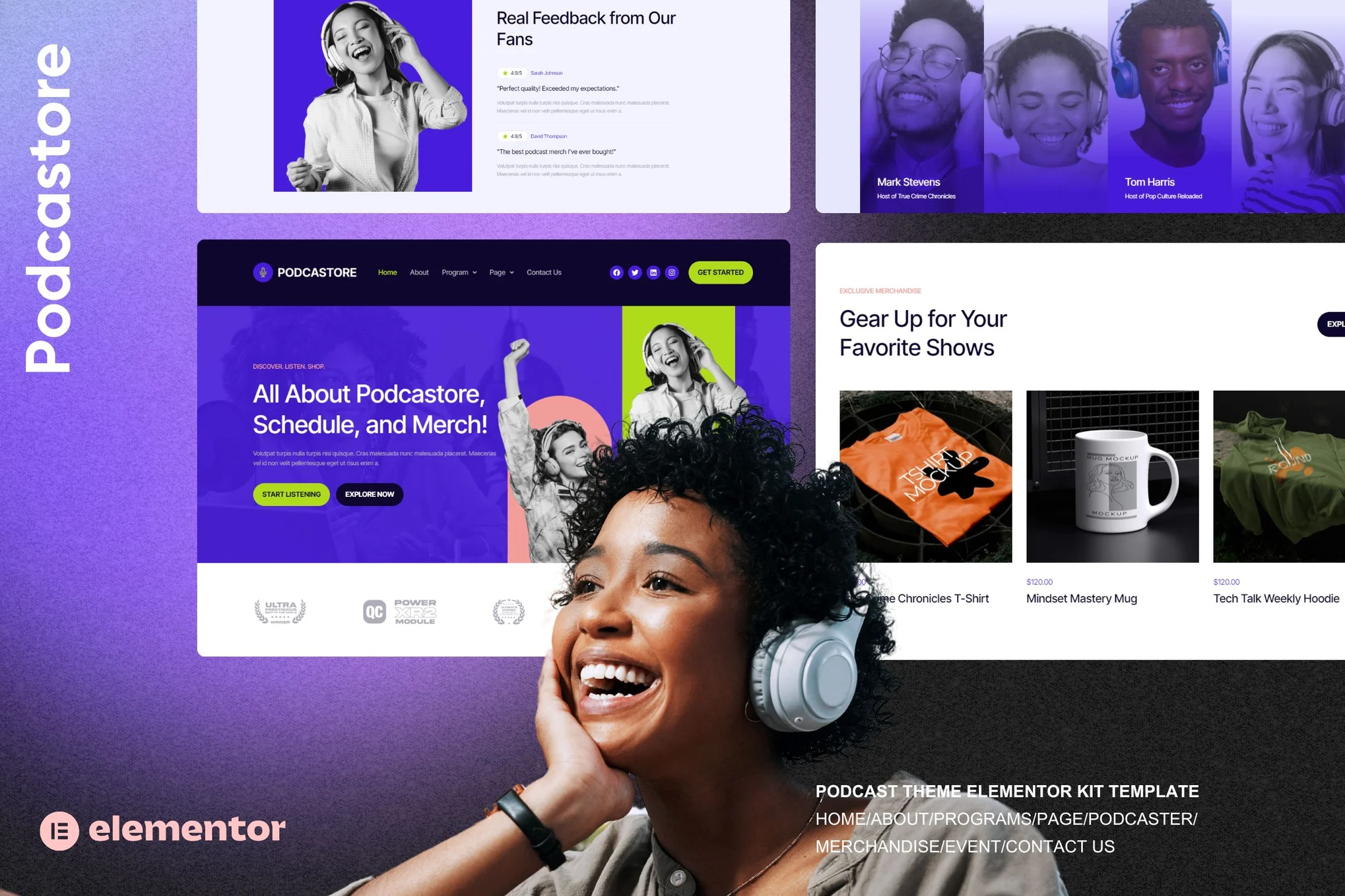 Podcastore Podcast Merch Store Elementor Kit
