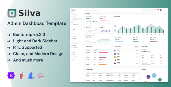 دانلود قالب Silva - Bootstrap Admin & Dashboard UI Kit