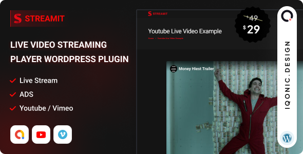 افزونه ویدیو پلیر لایو استریم وردپرس Streamit