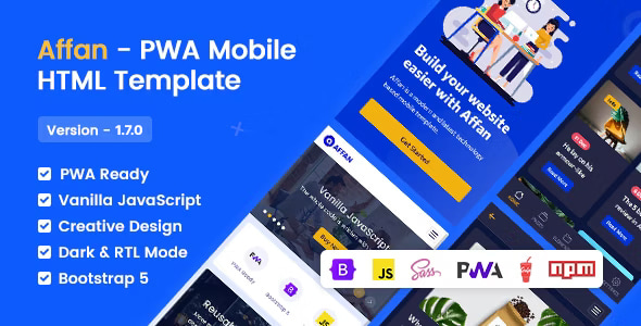 دانلود قالب PWA موبایل Affan