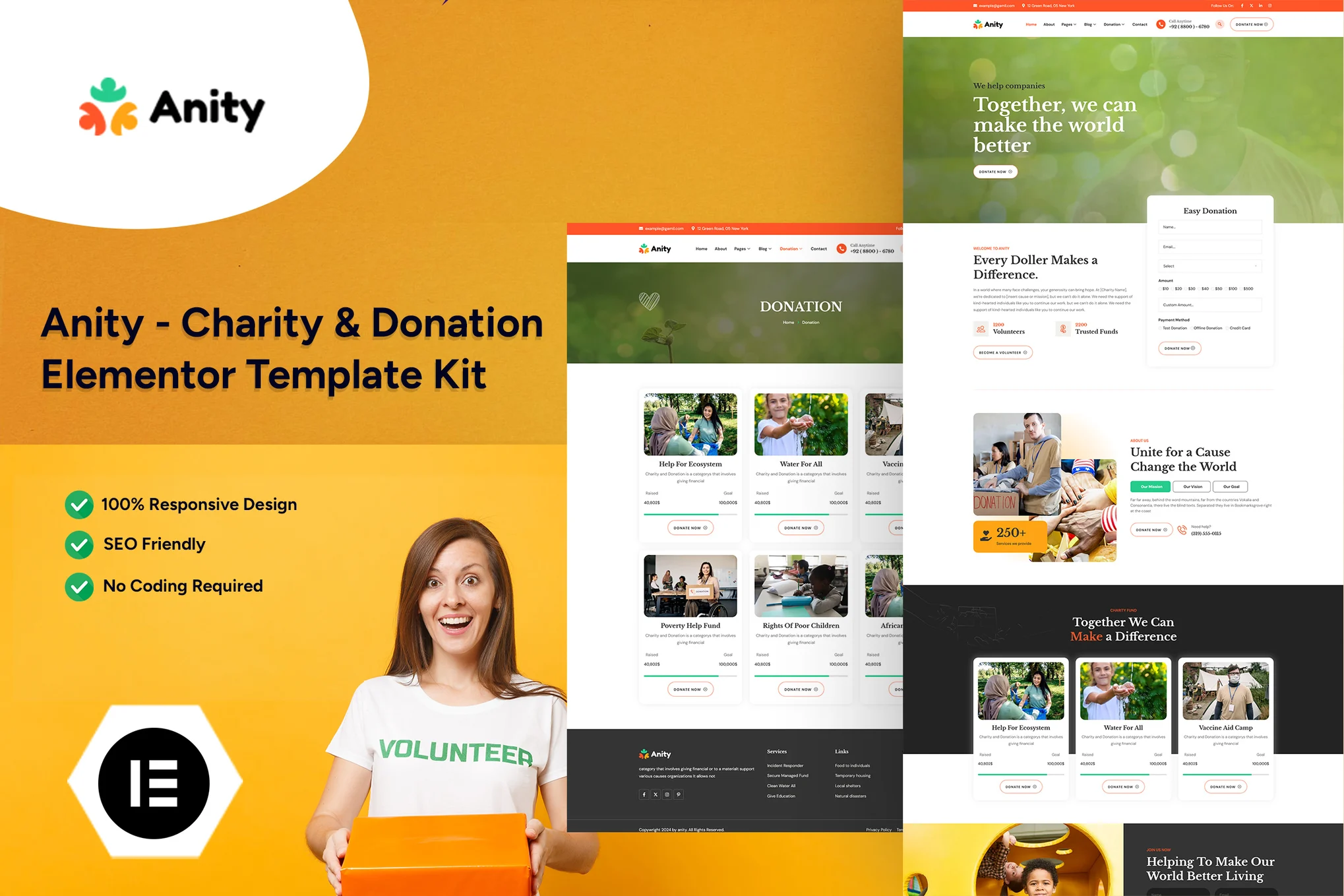 دانلود قالب خیریه المنتور وردپرس Anity