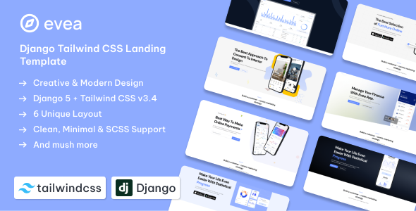 دانلود قالب Django 5 لندینگ پیج Evea