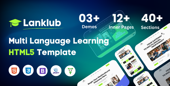 دانلود قالب سایت آموزشگاه زبان Lanklub