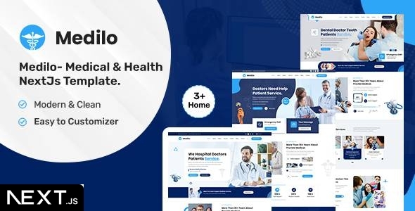 قالب NextJs مرکز درمانی و پزشکی Medilo
