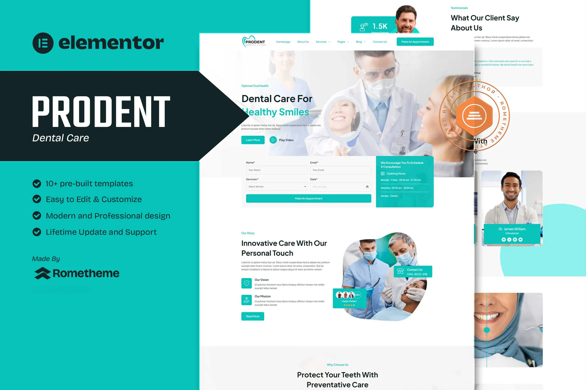 قالب کلینیک دندانپزشکی المنتور وردپرس Prodent