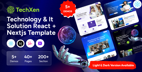 دانلود قالب سایت React و NextJS مدرن Techxen