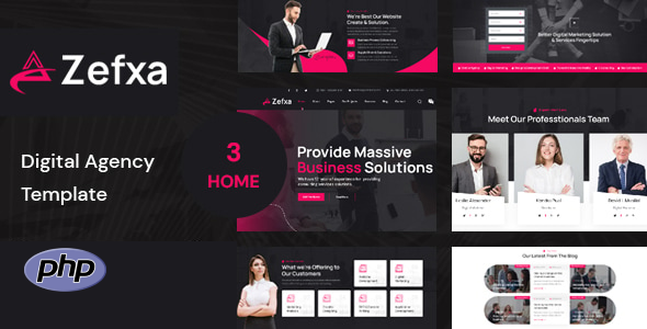 دانلود قالب سایت Zefxa - Digital Agency PHP Template