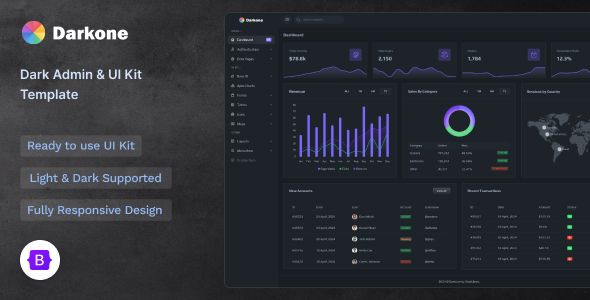 دانلود قالب تم تاریک مدیریتی Darkone