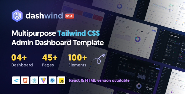 قالب Tailwind CSS مدیریت و داشبورد DashWind