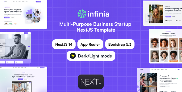 قالب NextJS استارت آپ چند منظوره Infinia