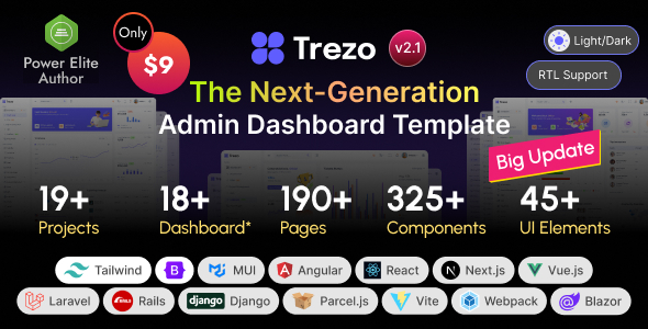 قالب داشبورد چند منظوره Trezo - تمامی نسخه ها