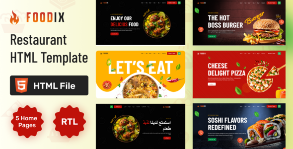 قالب راست چین فست فود و رستوران Foodix