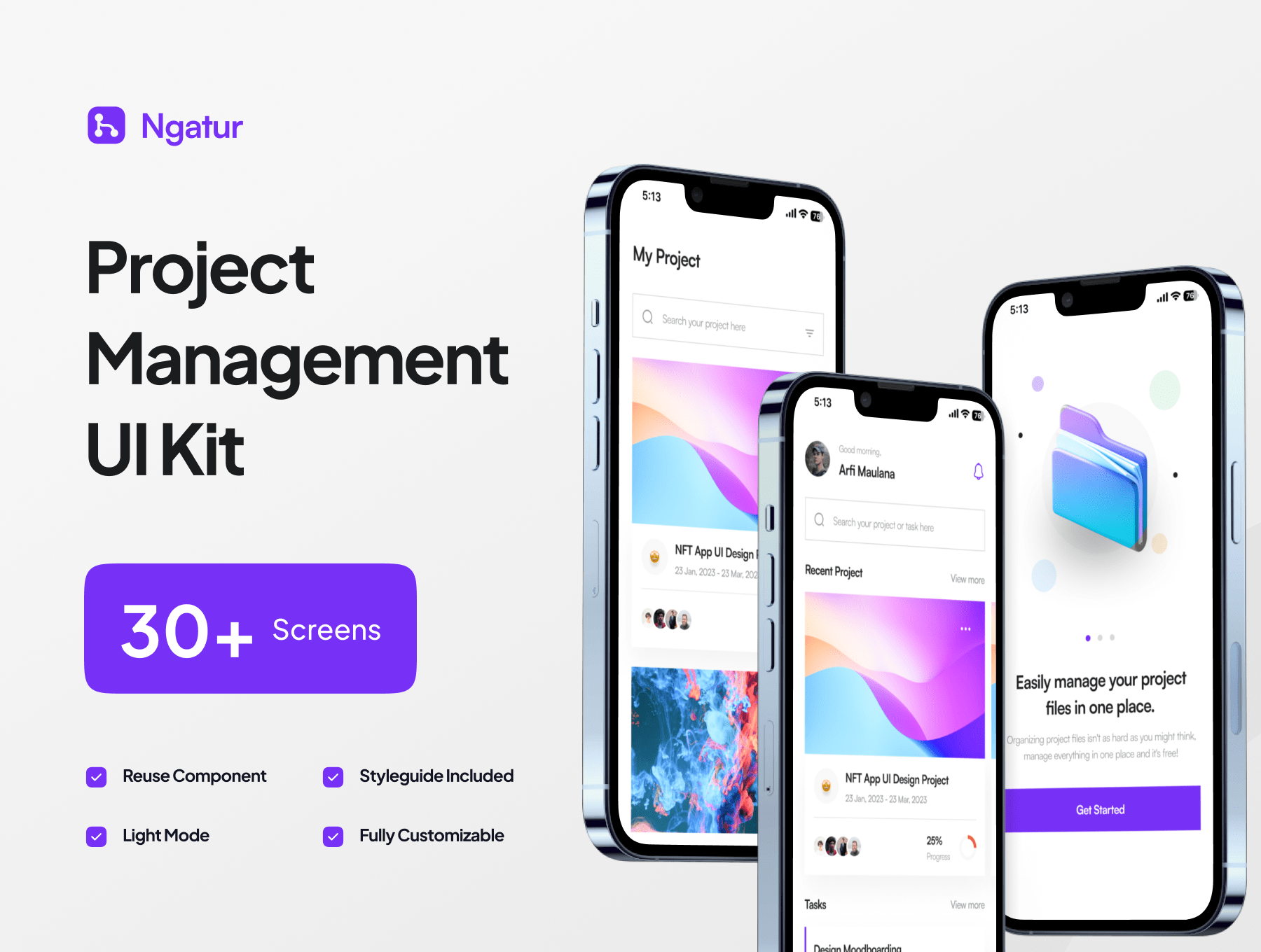 رابط کاربری Ngatur - Project Management App UI Kit