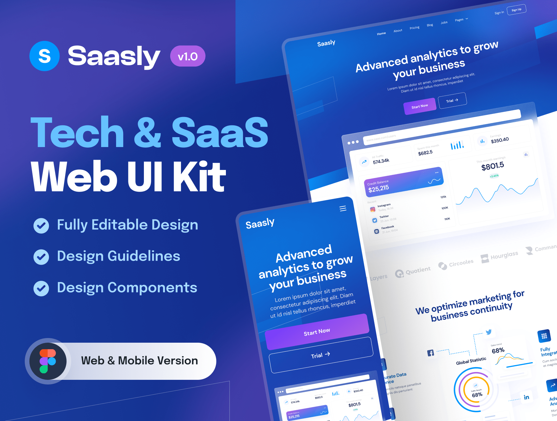 دانلود مجموعه 3000 آیکون پرمیوم Saasly - Tech & SaaS Website and Mobile UI Kit