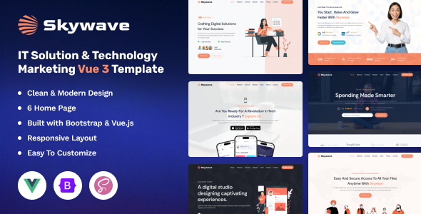 دانلود قالب PHP مدیریتی Taplox دانلود قالب Vue 3 فناوری اطلاعات Skywave