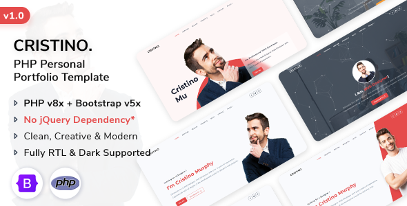 دانلود قالب PHP نمونه کار Cristino
