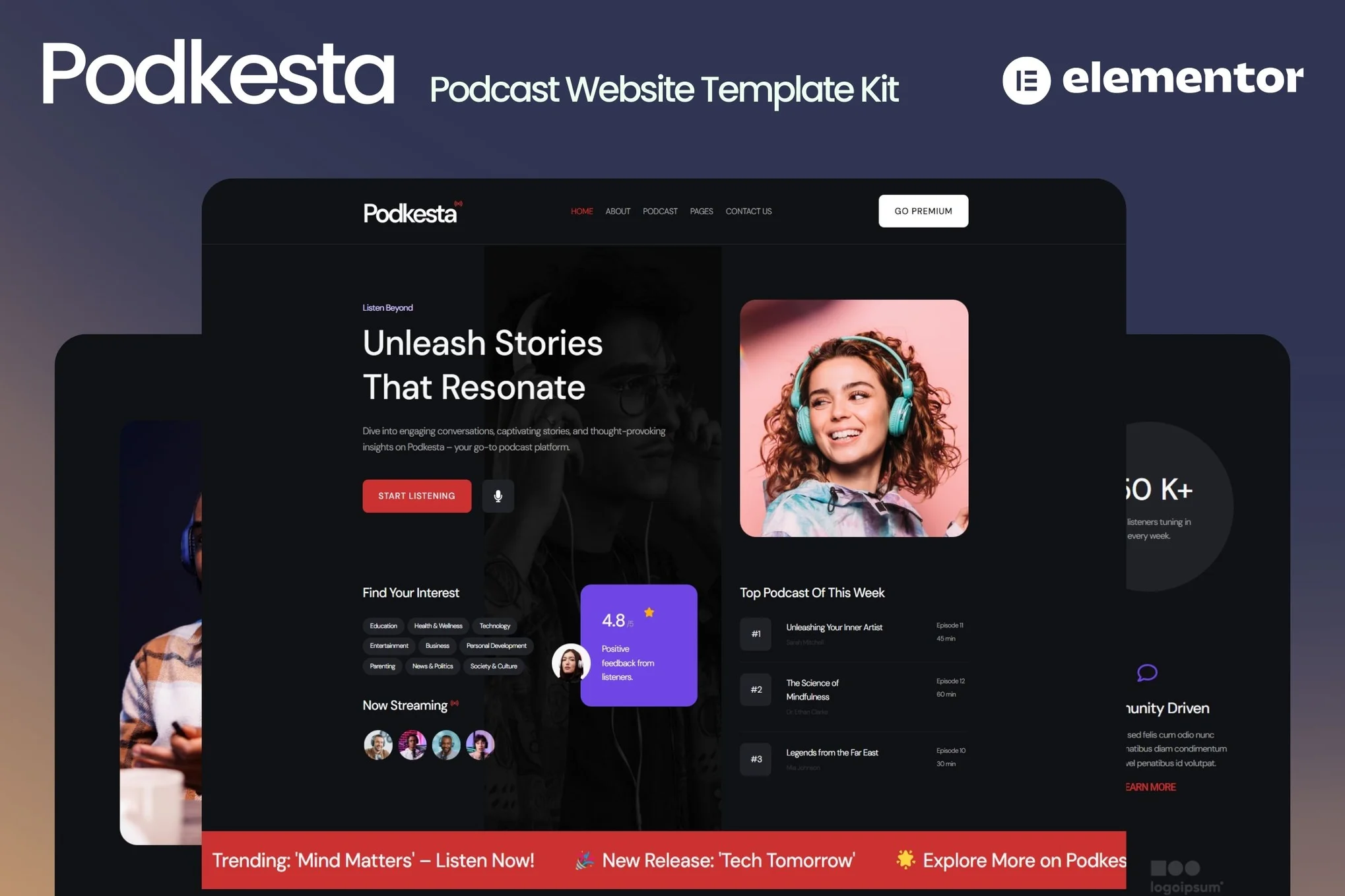 قالب پادکست المنتور وردپرس Podkesta