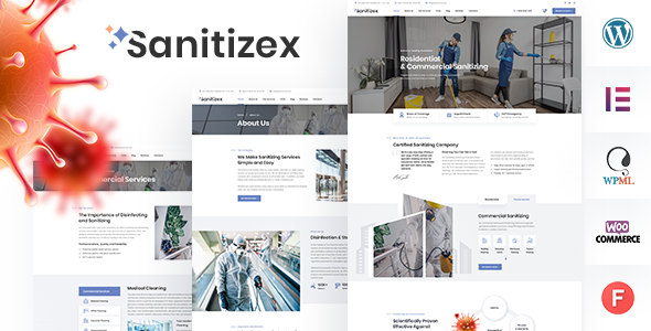 قالب وردپرس شرکت‌های نظافتی Sanitizex