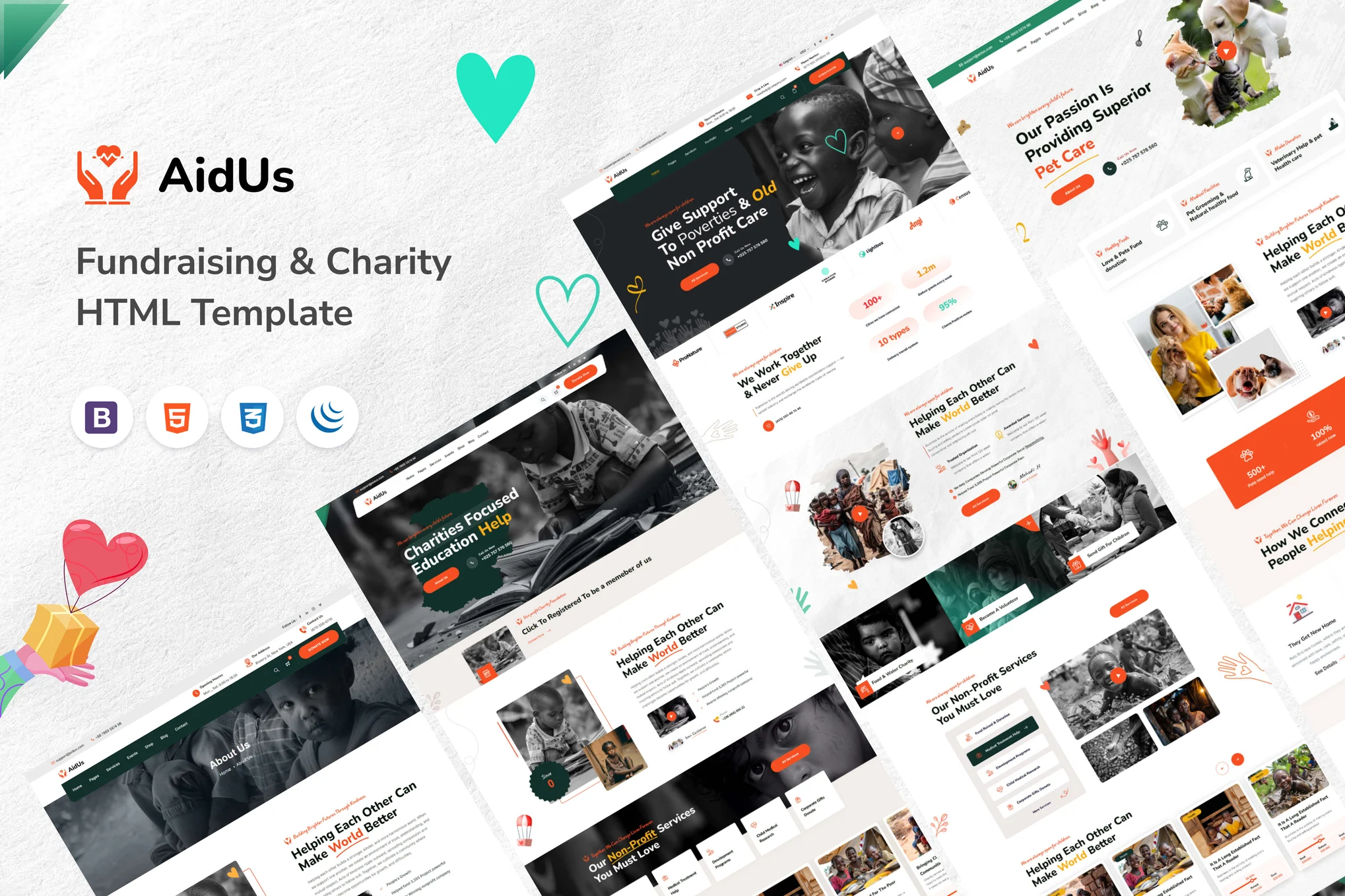 قالب سایت موسسه خیریه AidUs