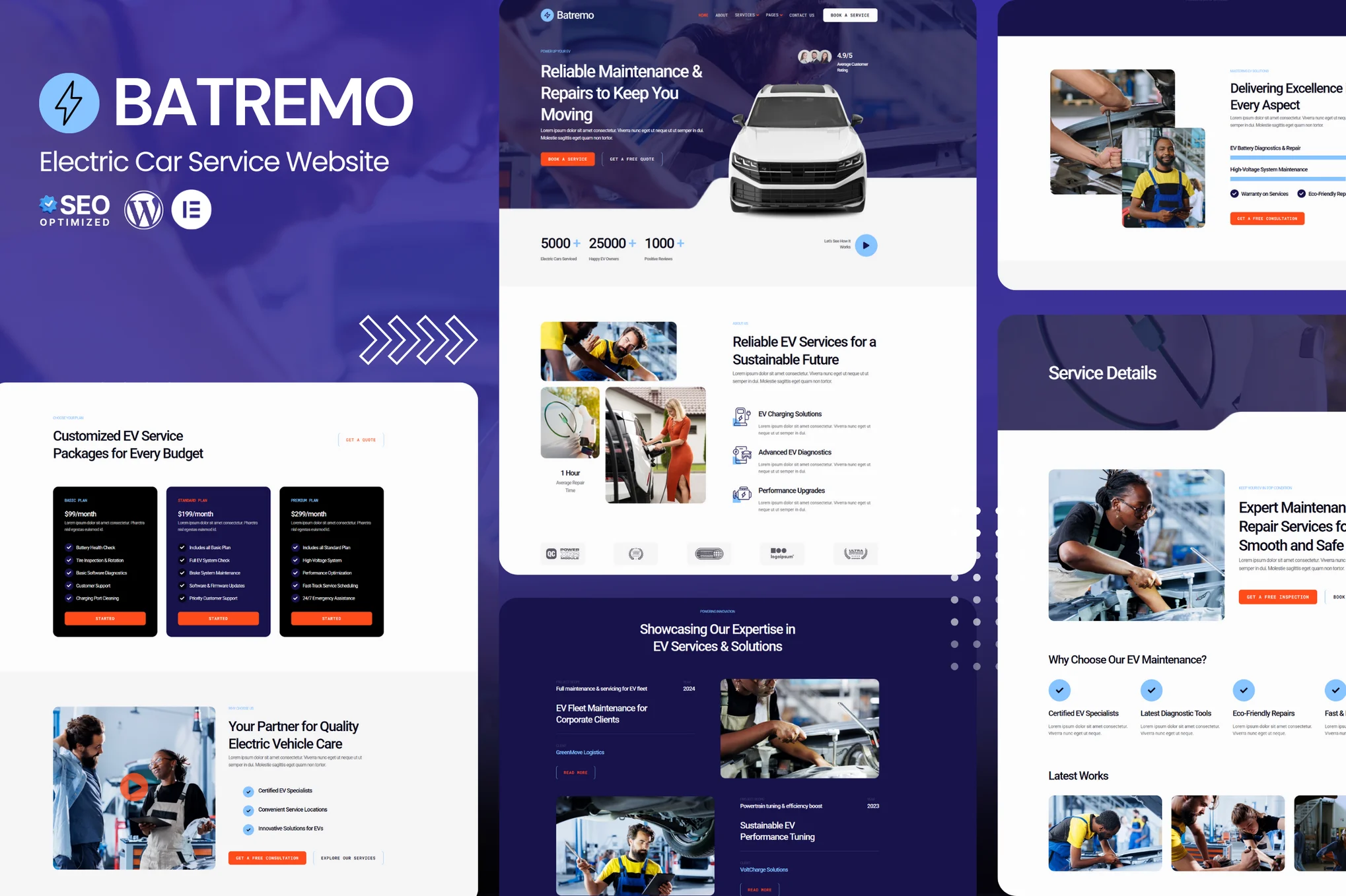 قالب خدمات خودرو برقی وردپرس Batremo