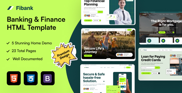 دانلود قالب HTML5 خدمات بانکی و مالی Fibank