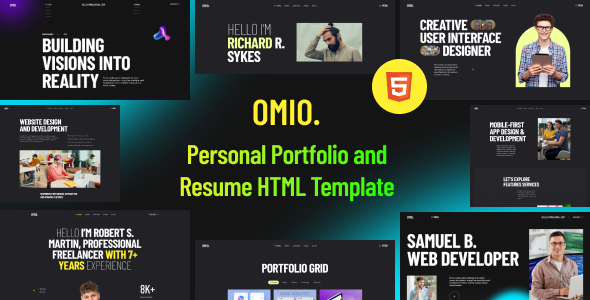 دانلود قالب HTML نمونه کار شخصی و مدرن Omio
