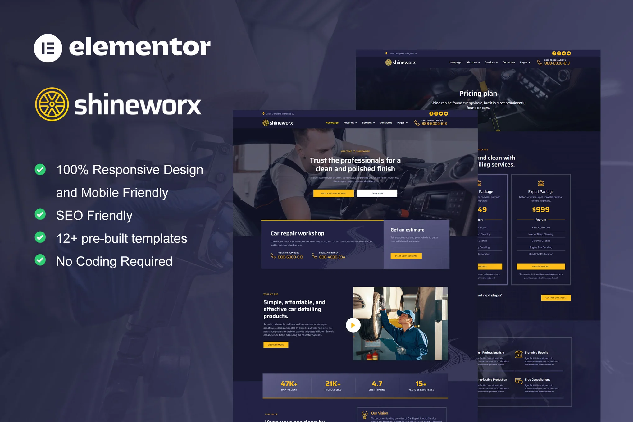 قالب دیتیلینگ و تعمیرات خودرو وردپرس ShineWorx