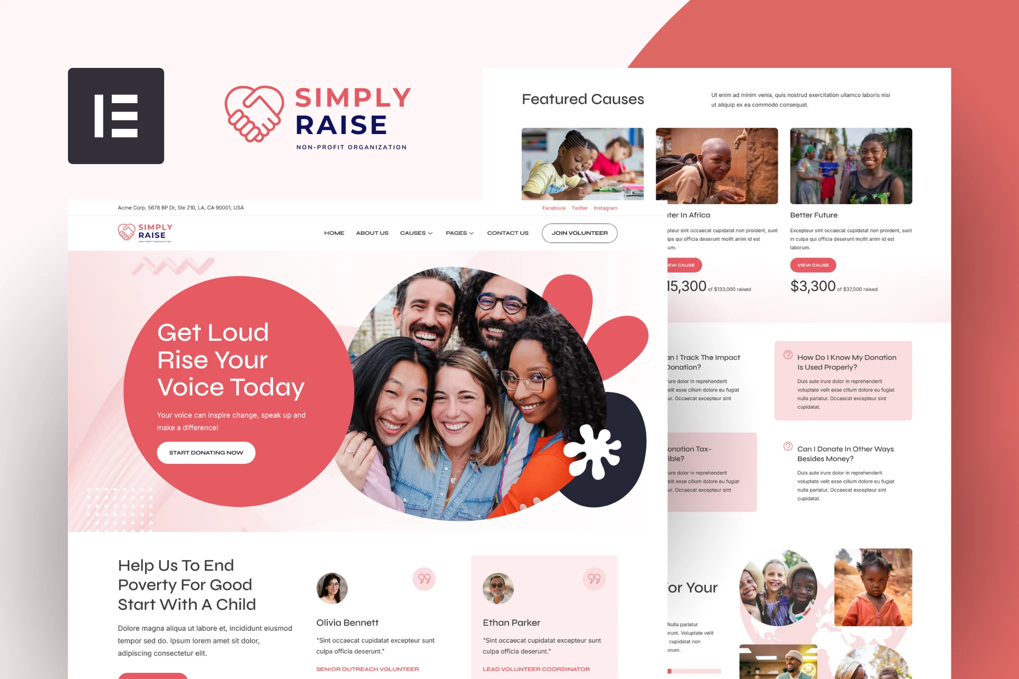 دانلود قالب خیریه المنتور وردپرس SimplyRise