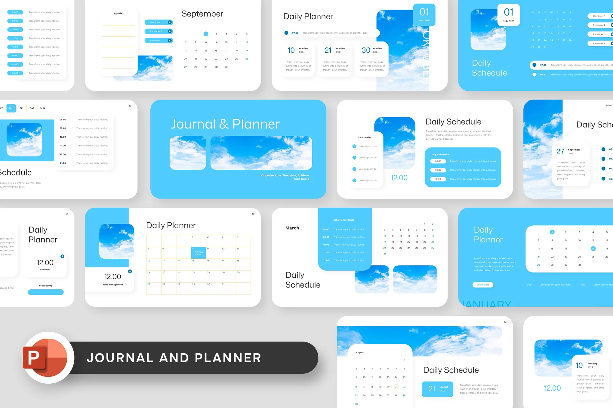 دانلود قالب پاورپوینت Sky Blue Journal And Planner