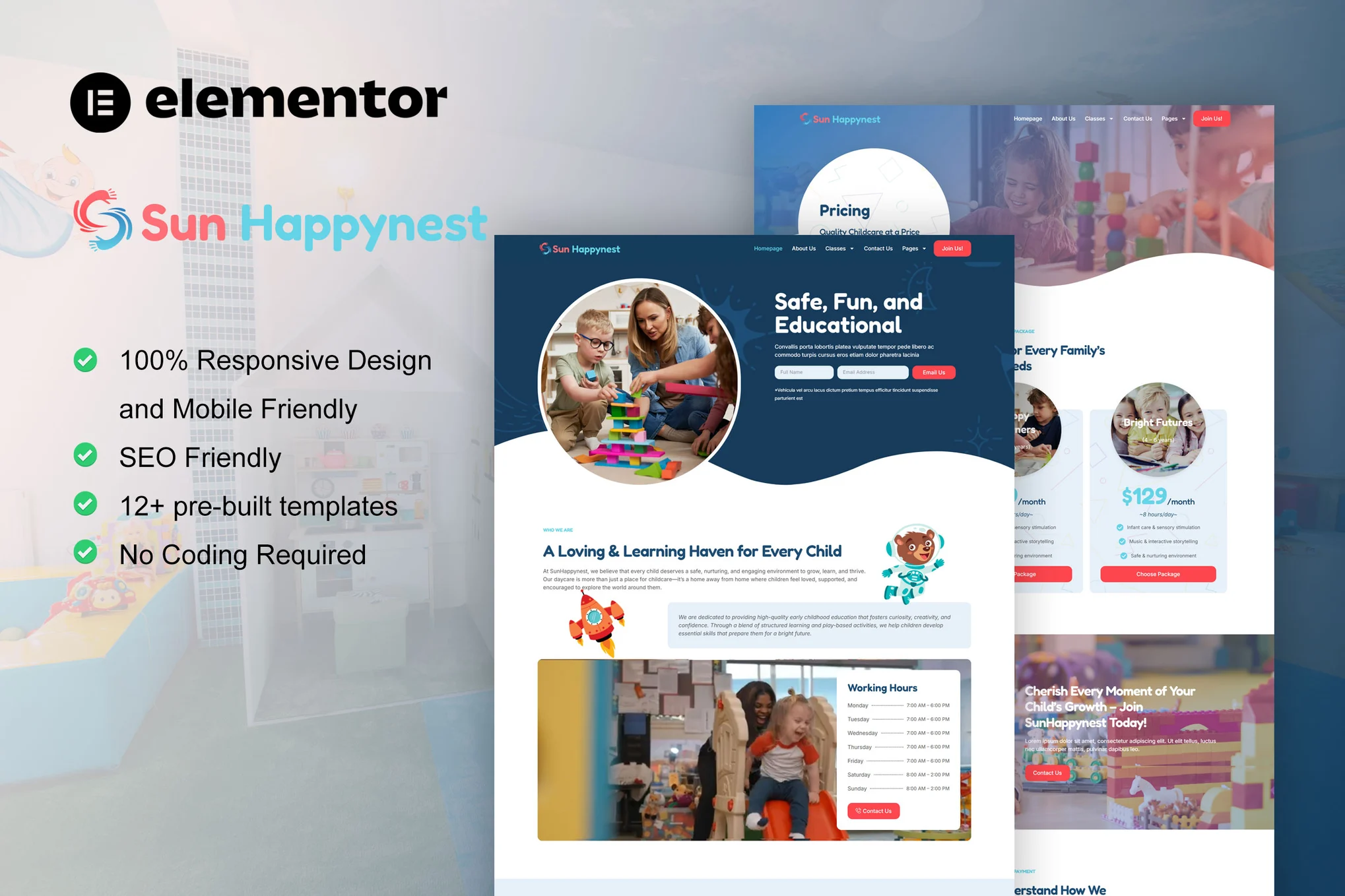 دانلود قالب مهد کودک وردپرس SunHappynest