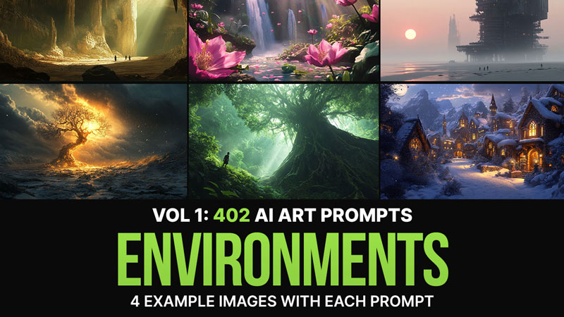 دانلود 402 پرامپت هوش مصنوعی Ai Art Prompts Environments