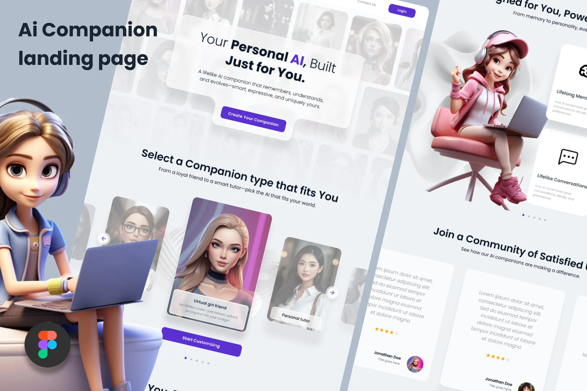 دانلود قالب فیگما Ai Companion Landing Page Template
