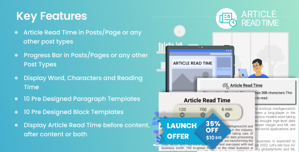 دانلود افزونه وردپرس Article Read Time & Progress Bar