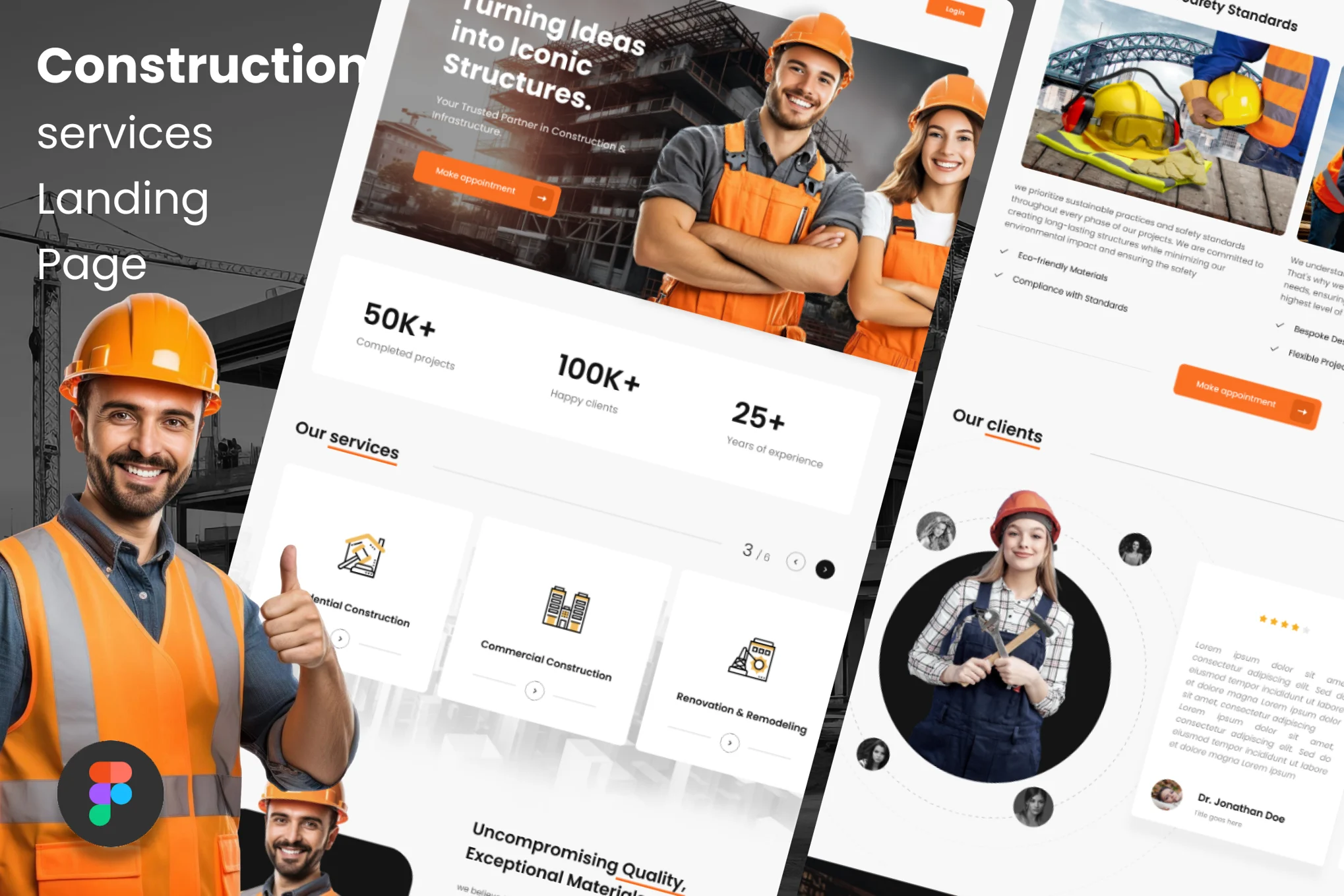 قالب فیگما Construction Services Landing Page Template