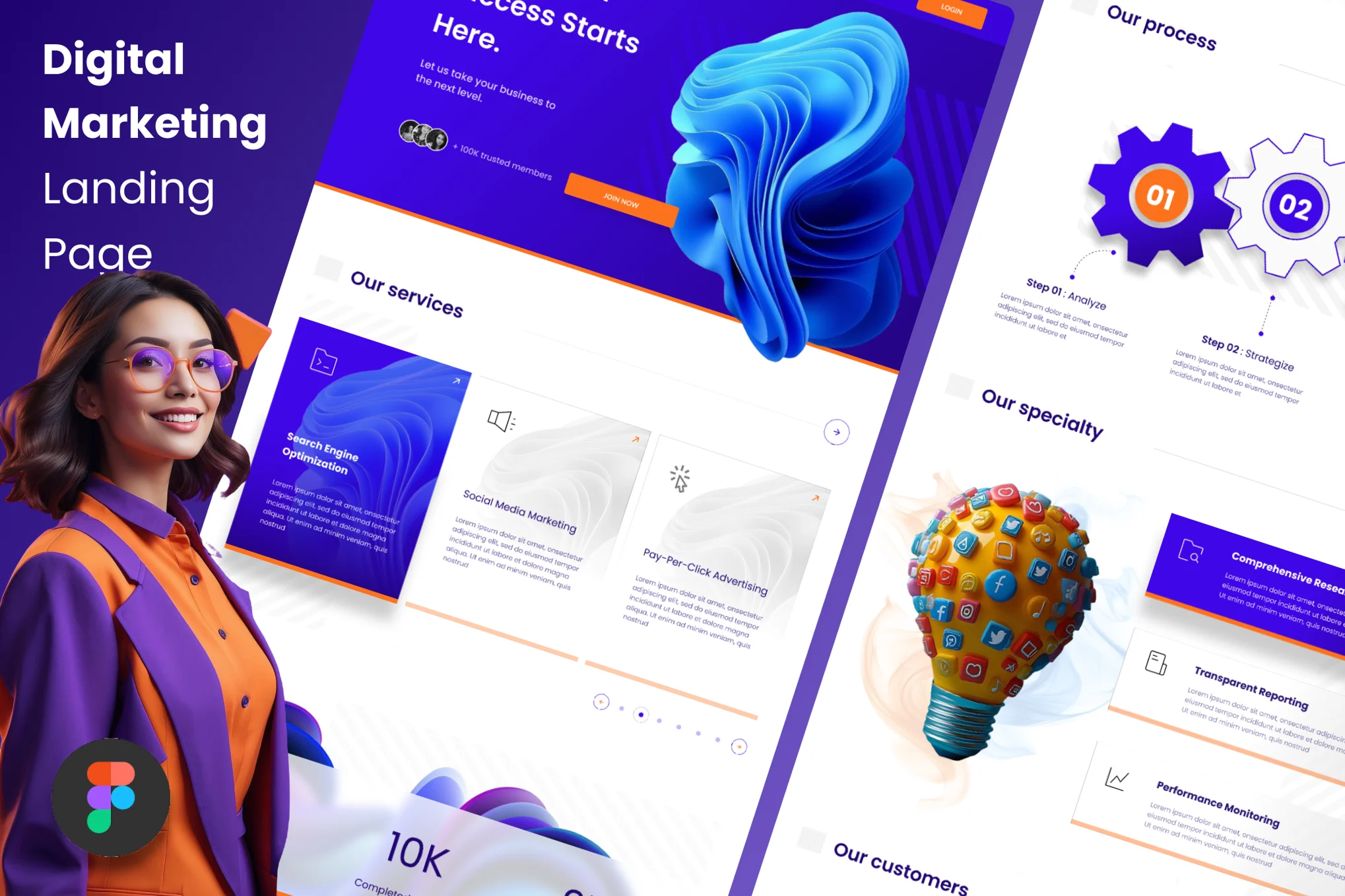 دانلود قالب فیگما Digital Marketing Landing Page Teamplate