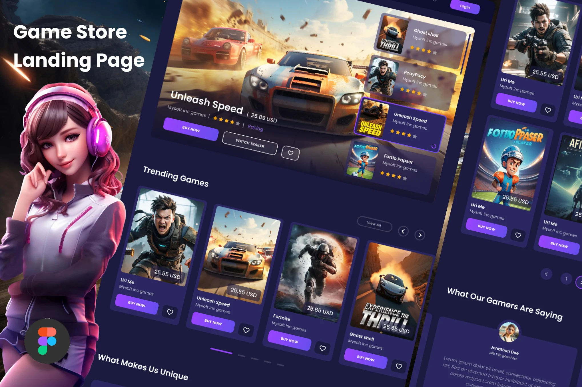 دانلود قالب فیگما Game Store Landing Page Template