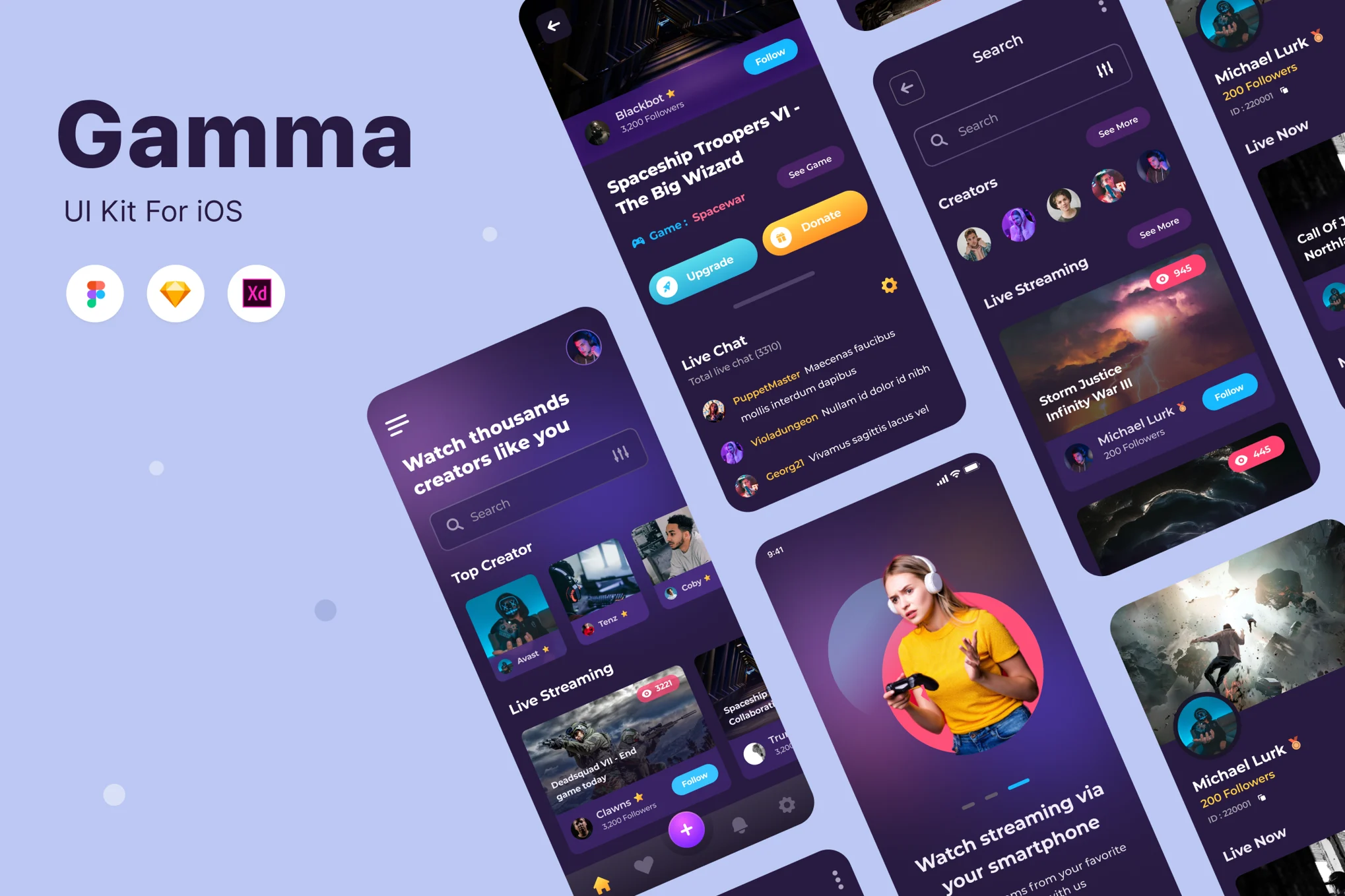 دانلود رابط کاربری موبایل Gamma - Game UI App Concept