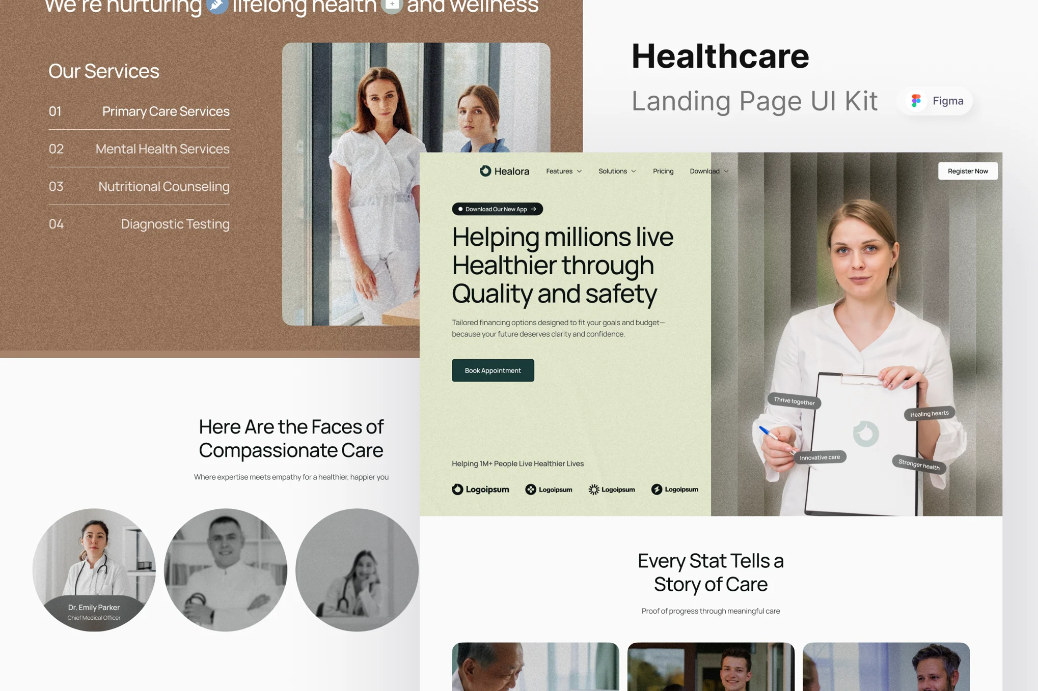 دانلود قالب فیگما Healora - Healthcare Landing Page