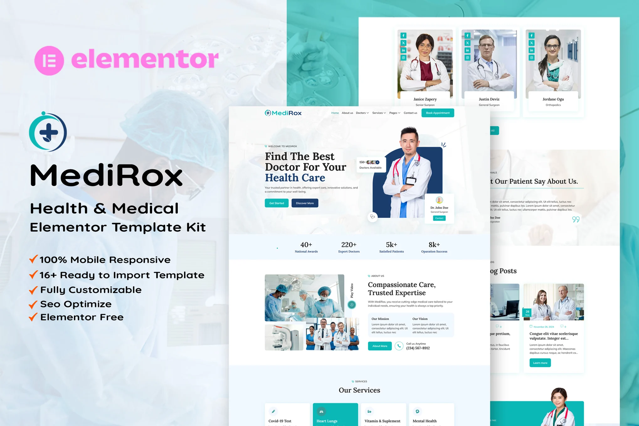 دانلود قالب کلینیک و بیمارستان وردپرس MediRox