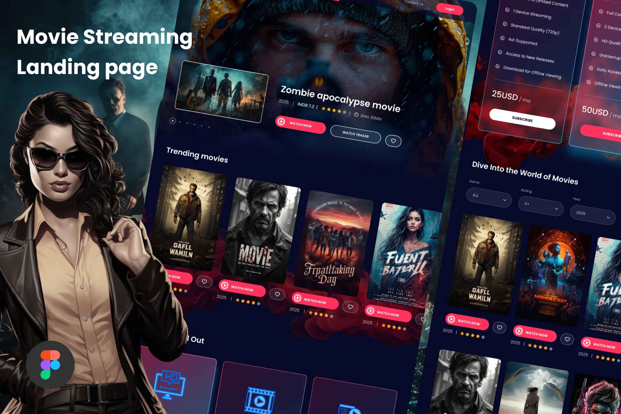 دانلود قالب فیگما Movie Streaming Landing Page