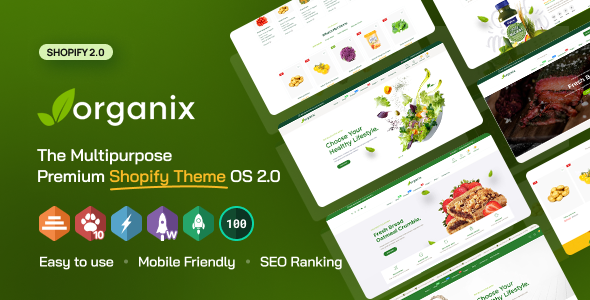 دانلود قالب فروشگاه و سوپر مارکت شاپیفای Organix