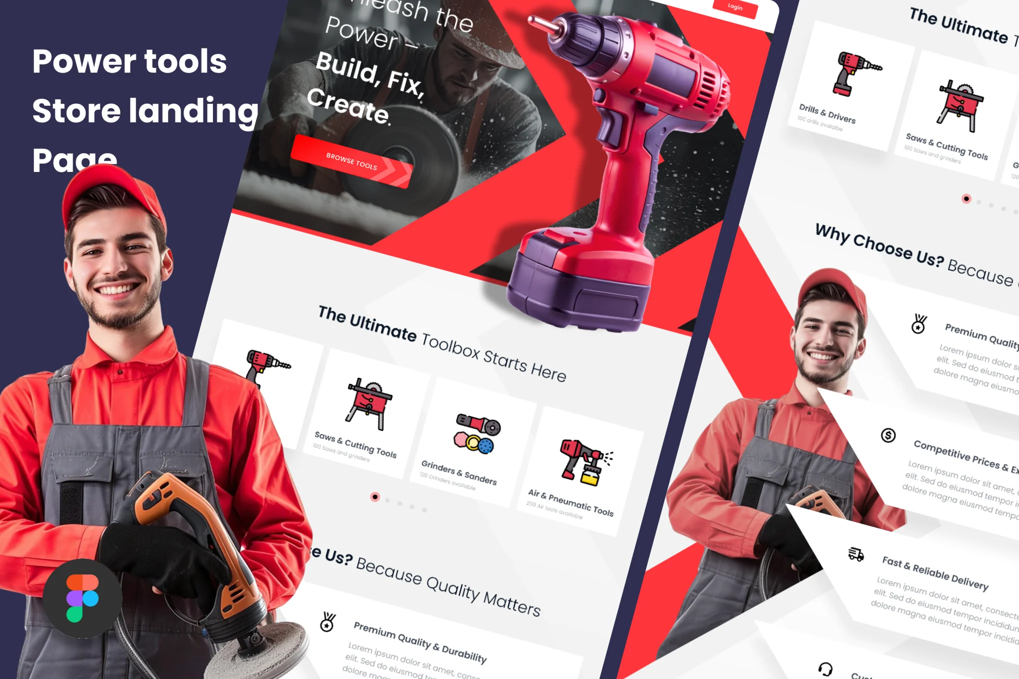 قالب فیگما Power tools store Landing Page Template