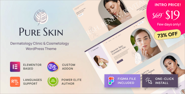 دانلود قالب وردپرس کلینیک‌ و مراکز زیبایی Pure Skin