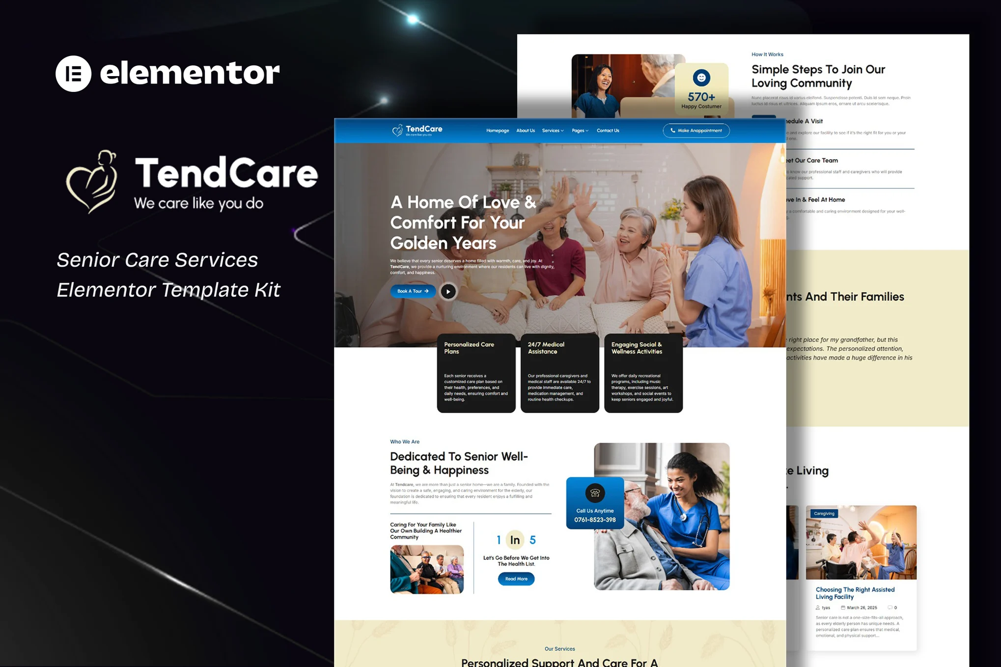 قالب سایت مراکز نگهداری سالمندان وردپرس TendCare