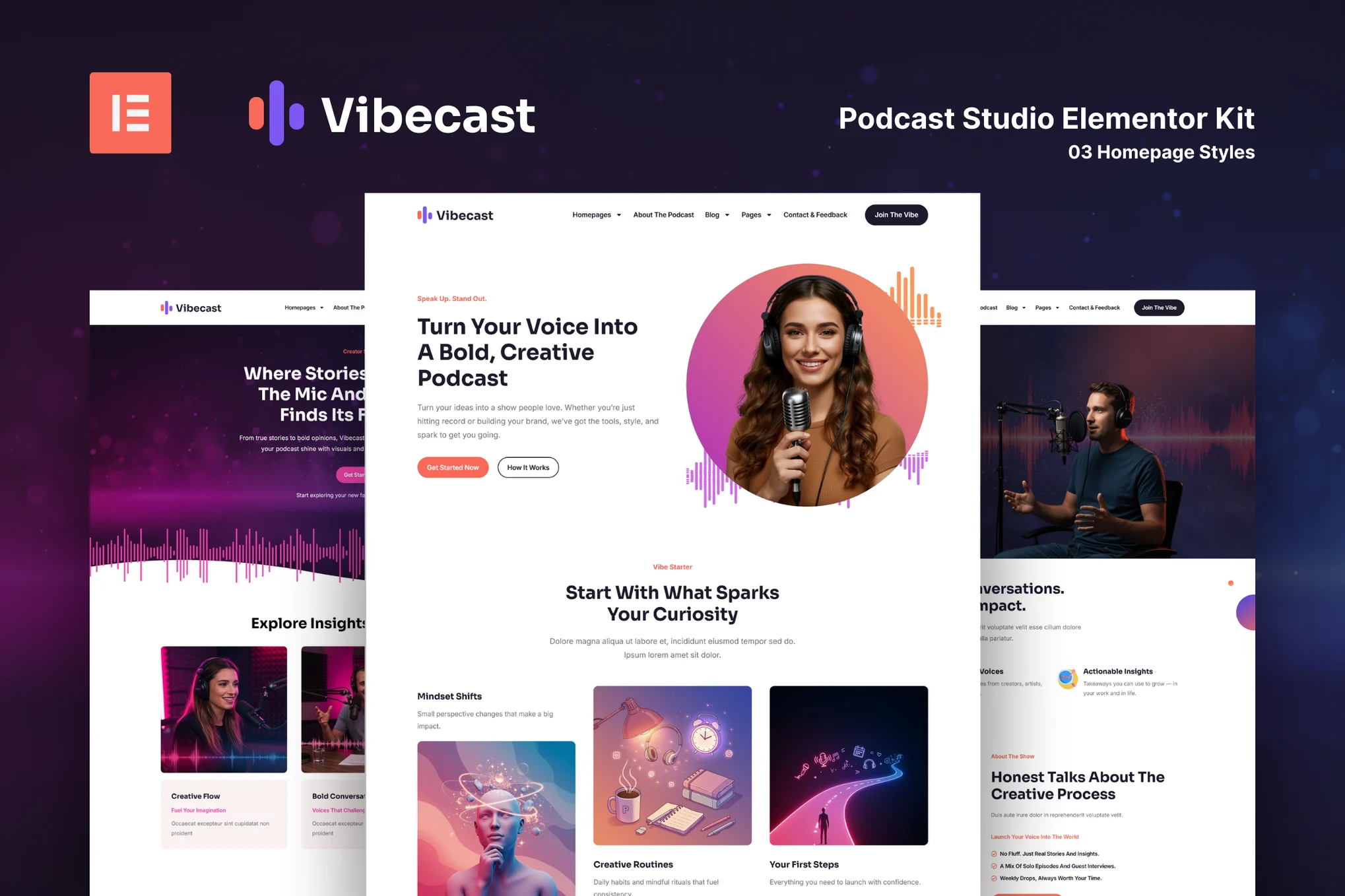 دانلود قالب پادکست وردپرس Vibecast