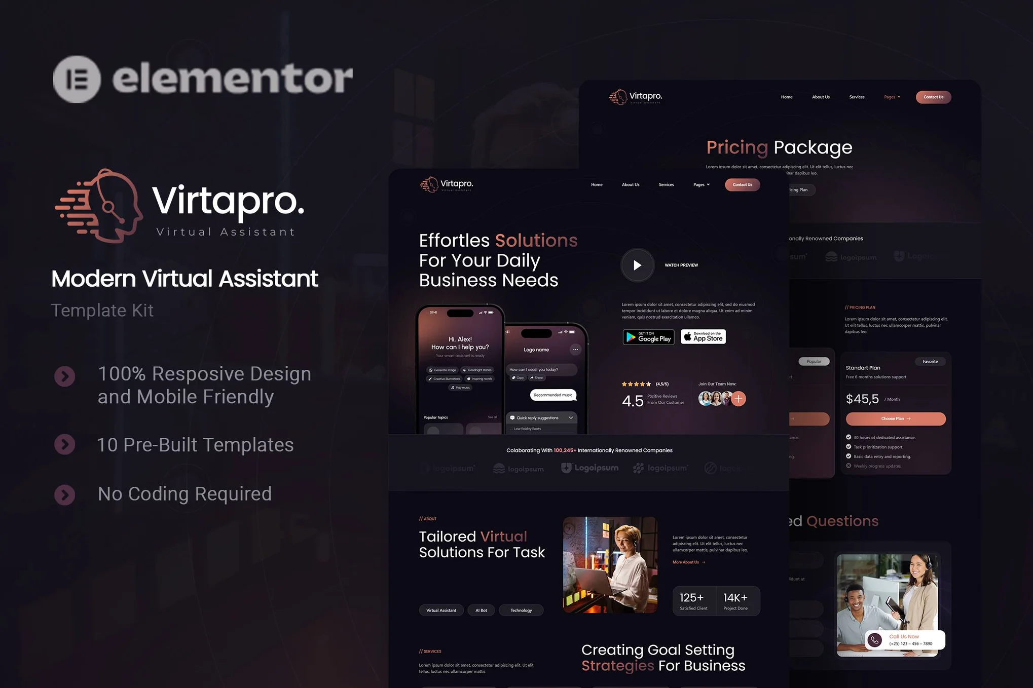 قالب دستیار مجازی المنتور وردپرس Virtapro