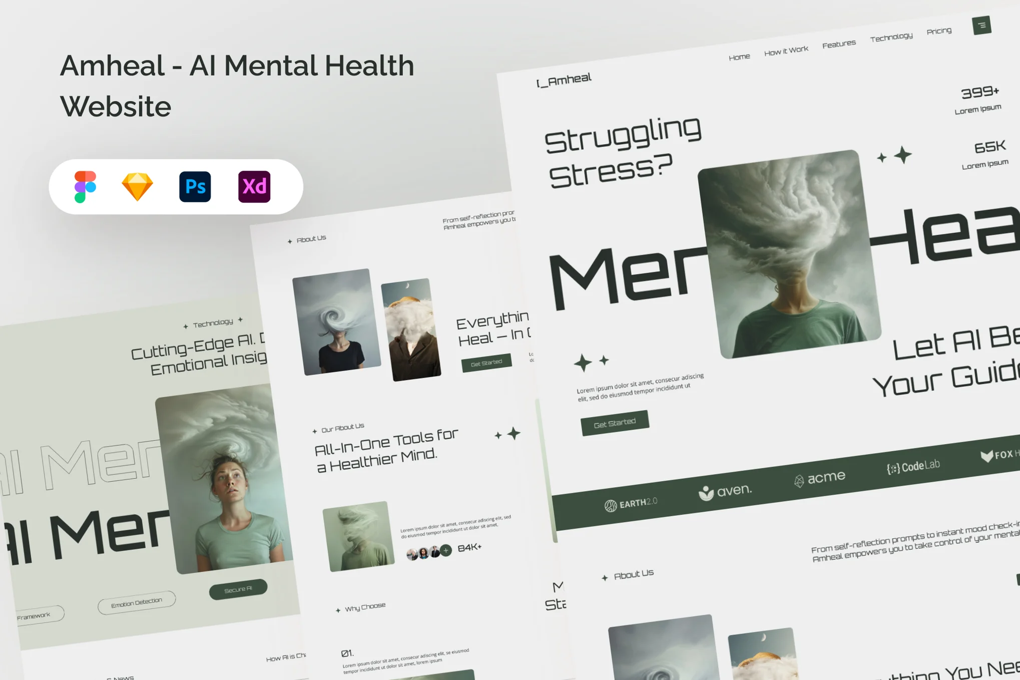 دانلود قالب فیگما Amheal - AI Mental Health Website